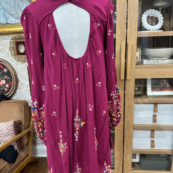Free People Pink Embellished Long Sleeve Sundress - Picture 4 of 5